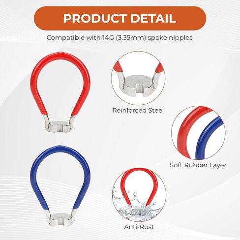 Bike Spoke Wrench Bicycle Tool for Adjustment Rim Truing Set, Ideal Maintenance Kit with Tire Lever, Correct Cycling Repair, Universal Forged Steel Rubber Handle, Portable Adjust Wheel Torque Spokes in Saudi Arabia
