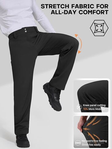 سراويل شتوية مبطنة بالصوف للتدفئة للرجال من الجندي الحر، سراويل تزلج على الجليد قابلة للتوسيع بخصر ناعم in Kuwait