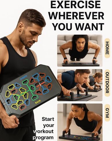 Push Up Board Fitness, Foldable 20 in 1 Push Up Bar at Home Gym, Multi-Functional Pushup Stands for Chest Muscle Exercise, Pushup Stands for Strength Training Portable Exercise Equipment for Men & Women in Saudi Arabia