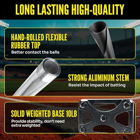 5 Position Batting Tee,Hitting Tee Height Adjustable 24-46 Inch Baseball Tee with 2 Rubber Top,Aluminum Pole,Metal Base Softball Tee for All Players Practice Inside, Middle,Outside in Kuwait