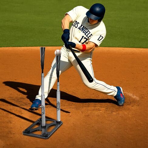 5 Position Batting Tee,Hitting Tee Height Adjustable 24-46 Inch Baseball Tee with 2 Rubber Top,Aluminum Pole,Metal Base Softball Tee for All Players Practice Inside, Middle,Outside in Kuwait