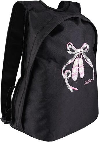 Girls ballet backpack, kids dance sports bag with large capacity and adjustable straps, for ballet dance basketball (Black sequin dance shoes) in Saudi Arabia