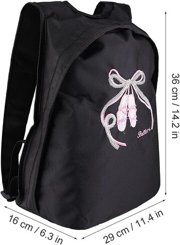 Girls ballet backpack, kids dance sports bag with large capacity and adjustable straps, for ballet dance basketball (Black sequin dance shoes) in Saudi Arabia