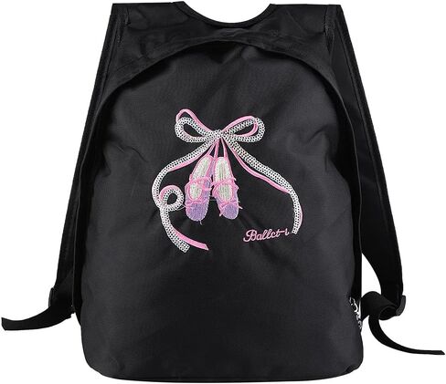 Girls ballet backpack, kids dance sports bag with large capacity and adjustable straps, for ballet dance basketball (Black sequin dance shoes) in Saudi Arabia