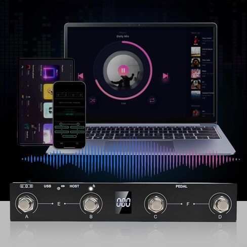 For MIDI Footswitch Controller For MVAVE Chocolate Plus Rechargeable 4 Buttons USB For Musicians For CubeSuite APP For MIDI Foot Controller Metal Pedal Control(Black) in Saudi Arabia