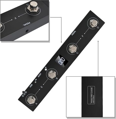 For MIDI Footswitch Controller For MVAVE Chocolate Plus Rechargeable 4 Buttons USB For Musicians For CubeSuite APP For MIDI Foot Controller Metal Pedal Control(Black) in Saudi Arabia