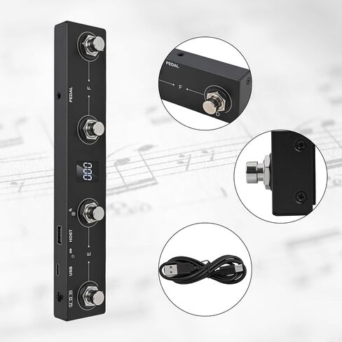 For MIDI Footswitch Controller For MVAVE Chocolate Plus Rechargeable 4 Buttons USB For Musicians For CubeSuite APP For MIDI Foot Controller Metal Pedal Control(Black) in Saudi Arabia