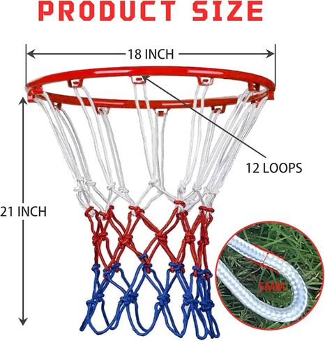 Basketball Net Replacement – Heavy Duty All-Weather Anti-Whip Basketball Hoop Net, 12 Loops, Fits Standard Indoor & Outdoor Rims,Basketball Accessories, Rim Not Included in Saudi Arabia
