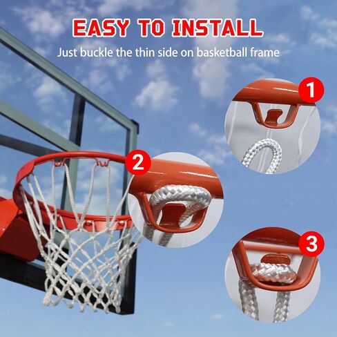 Basketball Net Replacement – Heavy Duty All-Weather Anti-Whip Basketball Hoop Net, 12 Loops, Fits Standard Indoor & Outdoor Rims,Basketball Accessories, Rim Not Included in Saudi Arabia