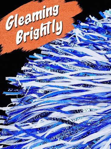 Premium No-Shed Pom Poms Cheerleading - 6/12Pcs Blue White Cheer Pom Poms with Long Baton Handle for Team Spirit, Football Basketball Games, Fan Celebration, Dance, Homecoming in Saudi Arabia