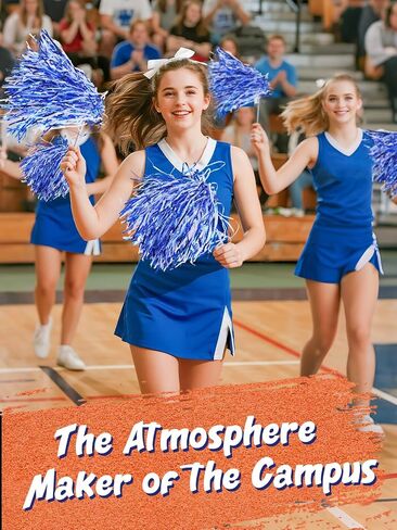 Premium No-Shed Pom Poms Cheerleading - 6/12Pcs Blue White Cheer Pom Poms with Long Baton Handle for Team Spirit, Football Basketball Games, Fan Celebration, Dance, Homecoming in Saudi Arabia