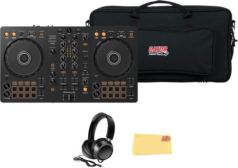 Pioneer DJ DDJ FLX4 2-Channel DJ Controller - Black Bundle with Gator Case, Headphones, and Austin Bazaar Polishing Cloth in Kuwait