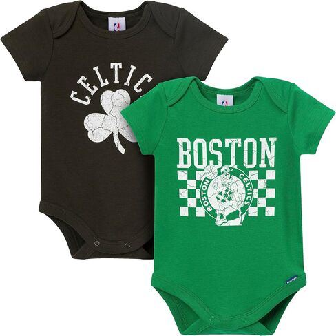 Gerber Unisex Baby NBA Team 2 Pack Short Sleeve Onesie Bodysuits, Boston Celtics, 0-3 Months in Saudi Arabia