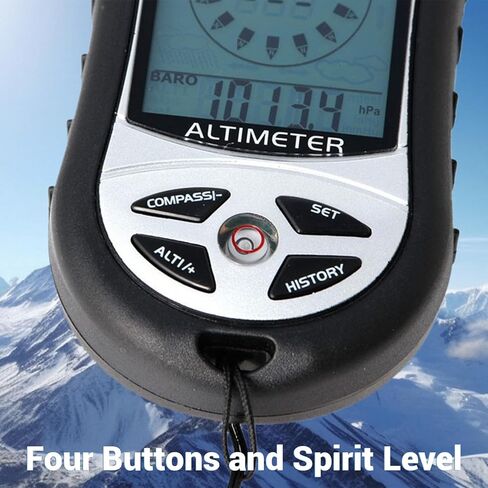 8 in 1 Multifunction Digital Altimeter, Weather Forecast/Altimeter/Compass/Barometer/Spirit Level/Thermometer/Calendar/Clock for Outdoor Hiking, Range -2300-2950ft, 300mbar-1100mbar, 14℉～+140℉ in Saudi Arabia