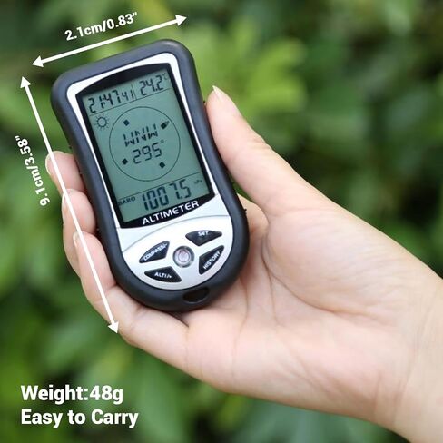 8 in 1 Multifunction Digital Altimeter, Weather Forecast/Altimeter/Compass/Barometer/Spirit Level/Thermometer/Calendar/Clock for Outdoor Hiking, Range -2300-2950ft, 300mbar-1100mbar, 14℉～+140℉ in Saudi Arabia