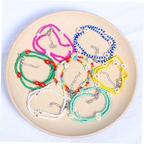 مجموعة GALPADA مكونة من 6 قطع من قلادات الزهور الملونة المزينة بالخرز، قلادات صيفية أنيقة لأسلوب المراهقين لملابس الشاطئ والأزياء اليومية in Kuwait