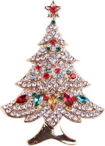 Veemoon شجرة عيد الميلاد دبابيس زينة عيد الميلاد شارات مجوهرات قلادة حفلة عيد الميلاد بروش المطاطية أساور إكسسوارات ذهبية ترصيع الحلي عيد الميلاد زخرفة المرأة دبوس الصدر in Kuwait