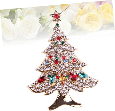 Veemoon شجرة عيد الميلاد دبابيس زينة عيد الميلاد شارات مجوهرات قلادة حفلة عيد الميلاد بروش المطاطية أساور إكسسوارات ذهبية ترصيع الحلي عيد الميلاد زخرفة المرأة دبوس الصدر in Kuwait