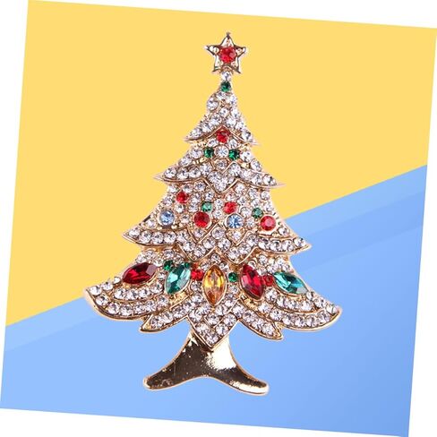 Veemoon شجرة عيد الميلاد دبابيس زينة عيد الميلاد شارات مجوهرات قلادة حفلة عيد الميلاد بروش المطاطية أساور إكسسوارات ذهبية ترصيع الحلي عيد الميلاد زخرفة المرأة دبوس الصدر in Kuwait