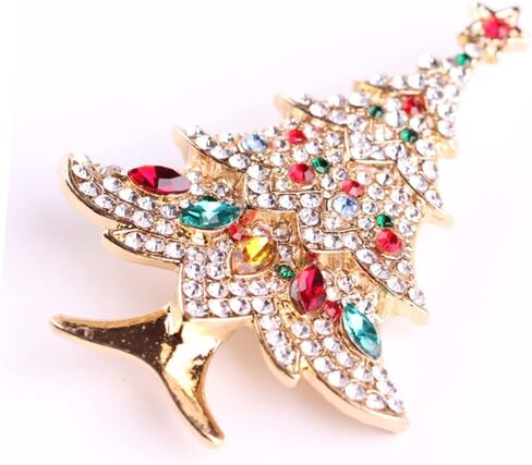 Veemoon شجرة عيد الميلاد دبابيس زينة عيد الميلاد شارات مجوهرات قلادة حفلة عيد الميلاد بروش المطاطية أساور إكسسوارات ذهبية ترصيع الحلي عيد الميلاد زخرفة المرأة دبوس الصدر in Kuwait