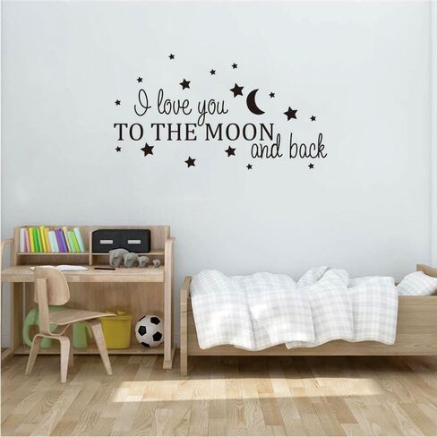 I Love You to The Moon and Back Wall Stickers - Removable Vinyl Decals for Children's Bedrooms, Family Playrooms, and Classroom - DIY Graphic Arts to Inspire and Decorat (Black-JZY029-to moon) in Saudi Arabia
