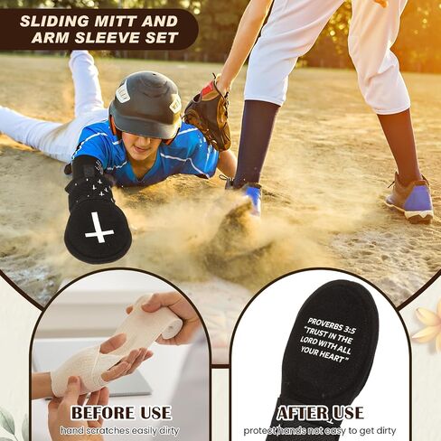 Geyoga Christian Sport Set Sliding Mitt and Cross Arm Sleeve Baseball Religious Glove Sliding Mitt Cooling Arm Sleeves in Saudi Arabia