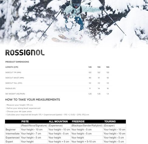 Rossignol Women's Rallybird Soul 92 متين ومستقر وسريع الاستجابة وناعم ومرن وقابل للمناورة في جميع الجبال على المنحدرات الحرة والتزلج على الجليد في جبال الألب ورياضات الثلج المفتوحة بدون روابط in Saudi Arabia
