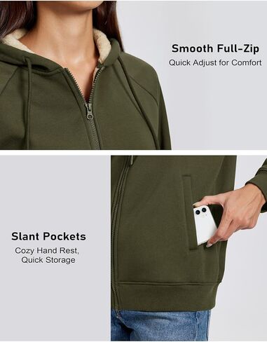 MAGCOMSEN Women's Zip Up Hoodies Sherpa Fleece Lined Sweatshirts Hooded Winter Coat Thick Warm Jackets Casual Cold Weather in Saudi Arabia