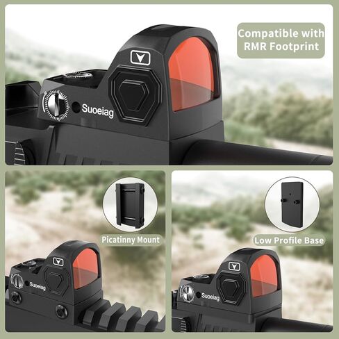 مشهد نقطة حمراء صغيرة، بصريات نقطة حمراء مستيقظا لبصمة قطع RMR، شبكاني 2MOA، 12 مشهد منعكس لضبط السطوع، يتضمن حوامل Picatinny مقاس 20 مم وقاعدة منخفضة المظهر in Kuwait