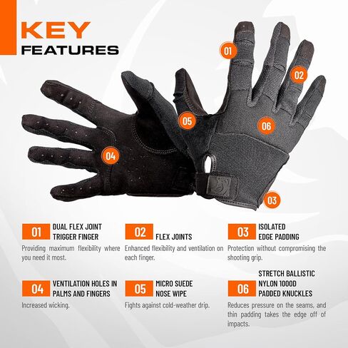 PIG Alpha Full Dexterity Tactical Gloves for Shooting, Touchscreen Compatible, Breathable, 1 Pair in Saudi Arabia