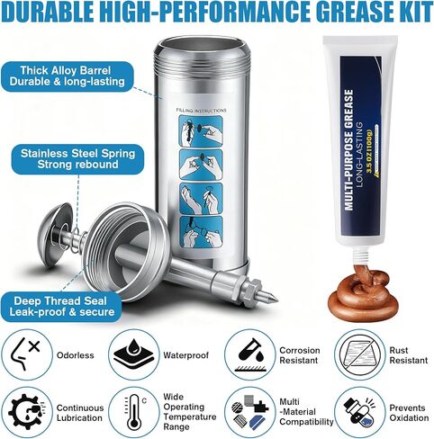 Mini Grease Gun with High Performance Bicycle Grease, Small Lubricant Gun with Nozzle, Bicycle Lubricant and Lube Kit 100g for Bike, Pedals, Bearings, and Chains, 3oz Cartridges in Saudi Arabia