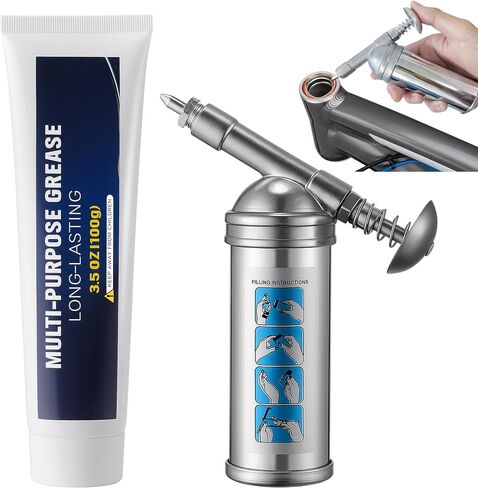 Mini Grease Gun with High Performance Bicycle Grease, Small Lubricant Gun with Nozzle, Bicycle Lubricant and Lube Kit 100g for Bike, Pedals, Bearings, and Chains, 3oz Cartridges in Saudi Arabia