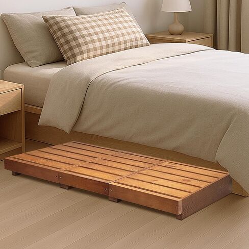 Outdoor Steps 3.5'' Height, Wooden Step Platform 35" Length, Step Stool with Non Slip Pads, Step Stools for Bed, Wooden Platform for Bathroom, Kitchen, Bed, Dark Brown in Kuwait