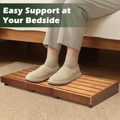 Outdoor Steps 3.5'' Height, Wooden Step Platform 35" Length, Step Stool with Non Slip Pads, Step Stools for Bed, Wooden Platform for Bathroom, Kitchen, Bed, Dark Brown in Kuwait