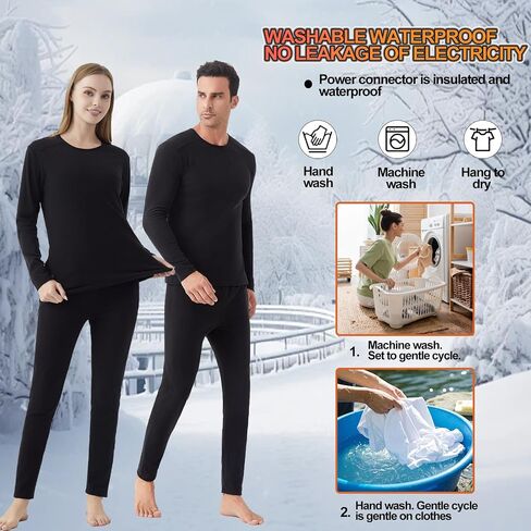 Heated Thermals Underwear Men Women: 42 Heating Zones Electric Thermal Long Johns Pants Set USB Base Layer in Saudi Arabia