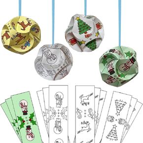 10 DIY Origami Balls, Paper Ornaments, Orbs. No Tools Needed, Just Color-Connect-Complete. Kids + Adult Coloring Craft, Stimulates Creativity, Releases Stress. Fun Family Activity (Flower Patterns)