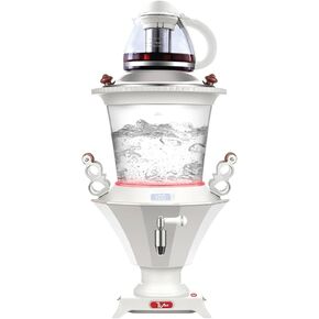 Electric Glass Samovar - Tea Maker Water Auto Shut Off Kettle Modern Design Overheat Boil-Dry Protection LED Temperature Glass Teapot (1 Liter) Large Kettle (3.2 Liters) (Black)