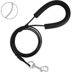 6 FT Chew Proof Metal Dog Leash with Coated Steel Cable and Padded Handle Unchewable Wire Dog Leash for Small Medium Dogs