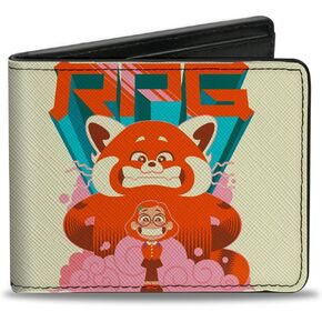 Buckle-Down Wallet Bifold PU Turning Red Mei Lee and Red Panda Mei RPG Pose Cream