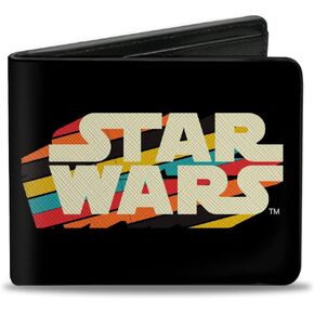 Wallet Bifold PU Star Wars Logo and XWing Starfighter Stripe Black Multi Color