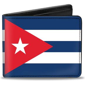 Buckle-Down Men's Wallet, Bifold, Cuba Flags, Vegan Leather, Multi, 4.0" x 3.5"