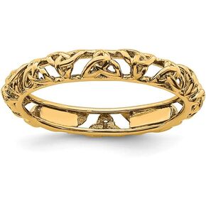 Sonia Jewels 925 Sterling Silver Stackable Yellow-plated Celtic Knot Irish Claddagh Knot Ring Eternity Band