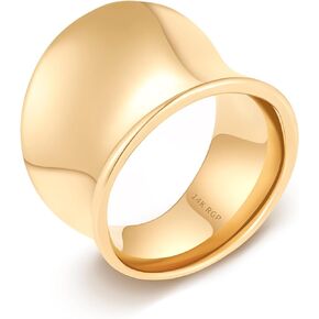 NVWAROCK Wide Statement Band Rings for Women and Men，High 14K Gold Plated Polish Large Thumb Index Full Finger Rinds Size 6-11（Gold and Silver）