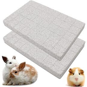 VOCLS 2PC Rabbit Scratching pad Bunny Scratch Board Paws Lava Pumice Small Animal Foot Pads and Pet Molars for Guinea Pig Ferrets Hedgehog Chinchilla Rabbit Hamster Cage Accessories