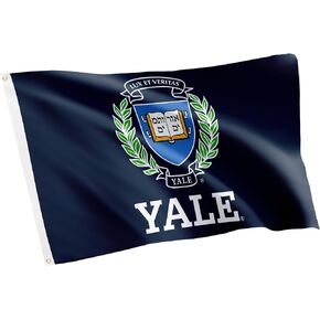 Yale University Flag Bulldogs Flags Banners 100% Polyester Indoor Outdoor 3x5 (Design A)
