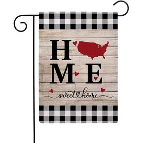 garden flag home sweet home burlap Home Sweet Home Garden Flag Map of America Double Sided Sweet Land of Liberty Decorative Small Burlap Garden Flags 12.5 x 18 Inch Patriotic Memorial Independence Day Decor for Yard Lawn Patio Outdoor(Red US Map)