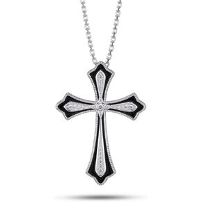 TAANAA Original Design Fashion Enamel Cross Pendant Necklace 925 Sterling Silver Cross Necklace Zirconia Necklace Birthday Anniversary Jewelry Gift For Women Girls