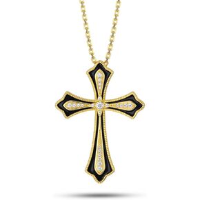 TAANAA Original Design Fashion Enamel Cross Pendant Necklace 925 Sterling Silver Cross Necklace Zirconia Necklace Birthday Anniversary Jewelry Gift For Women Girls