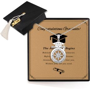 2024 Graduation Gifts for Her, Graduation Necklace for Her, Graduation Gifts for Women Girls Sister Daughter Granddaughter Friend, Middle High College School Graduation Gifts, A-Z Compass Necklaces