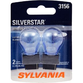 SYLVANIA - 3156 SilverStar Mini Bulb - Brighter and Whiter Light, Ideal for Daytime Running Lights (DRL) and Back-Up/Reverse Lights (Contains 2 Bulbs)